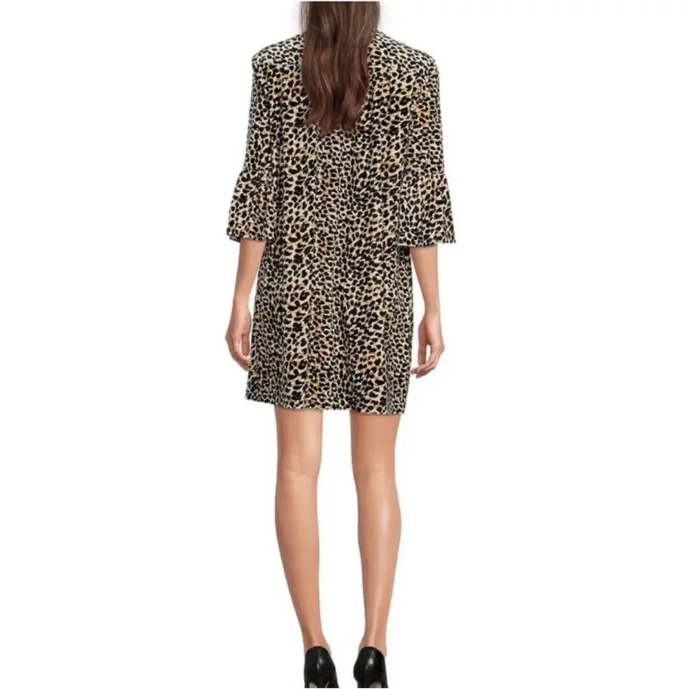 Jude Connally Kerry Animal Velvet Shift Dress Beige Black Size XL - Picture 4 of 11